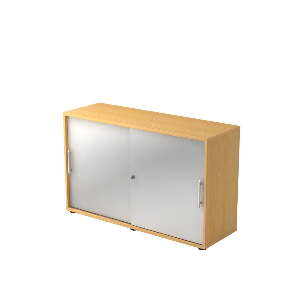 Image of  Anlieferzustand: zerlegt, teilmontiertHammerbacher Schiebetürschrank 2OH 120cm RE Buche/Silber Hammerbacher Schiebetürschrank 2OH 120cm RE Buche/Silber