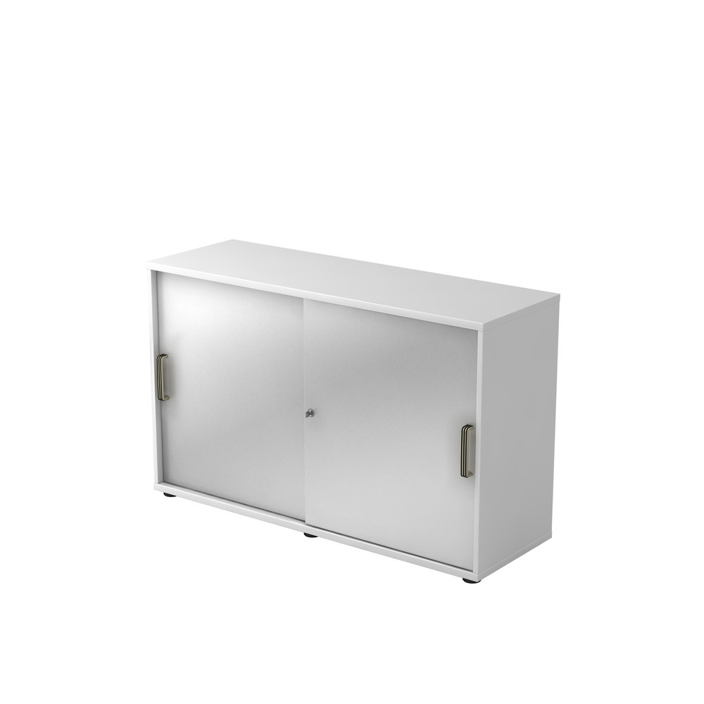 Image of  Anlieferzustand: zerlegt, teilmontiertHammerbacher Schiebetürschrank 2OH 120cm SG Weiss/Silber Hammerbacher Schiebetürschrank 2OH 120cm SG Weiss/Silber