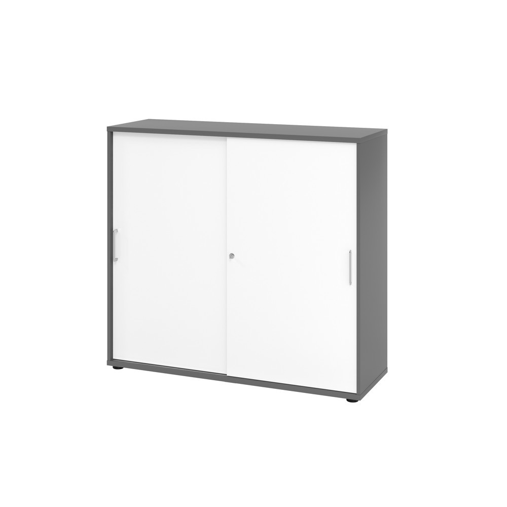 Image of  Anlieferzustand: zerlegt, teilmontiertHammerbacher Schiebetürschrank 3OH 120cm BS Graphit/Weiss Hammerbacher Schiebetürschrank 3OH 120cm BS Graphit/Weiss
