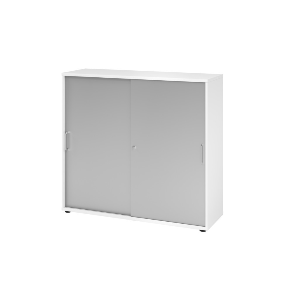 Image of  Anlieferzustand: zerlegt, teilmontiertHammerbacher Schiebetürschrank 3OH 120cm BS Weiss/Silber Hammerbacher Schiebetürschrank 3OH 120cm BS Weiss/Silber