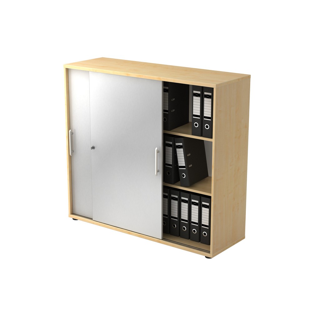 Image of  Anlieferzustand: zerlegt, teilmontiertHammerbacher Schiebetürschrank 3OH 120cm RE Ahorn/Silber Hammerbacher Schiebetürschrank 3OH 120cm RE Ahorn/Silber