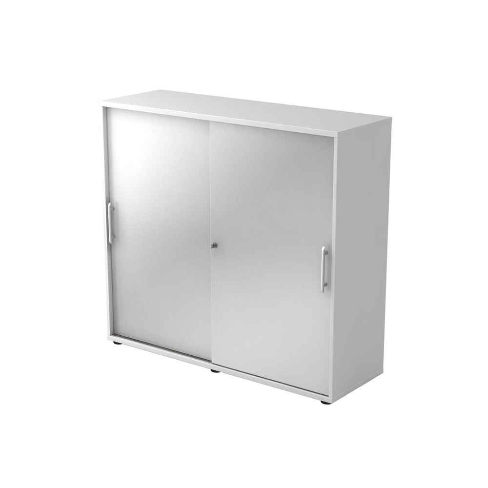 Image of  Anlieferzustand: zerlegt, teilmontiertHammerbacher Schiebetürschrank 3OH 120cm RE Weiss/Silber Hammerbacher Schiebetürschrank 3OH 120cm RE Weiss/Silber