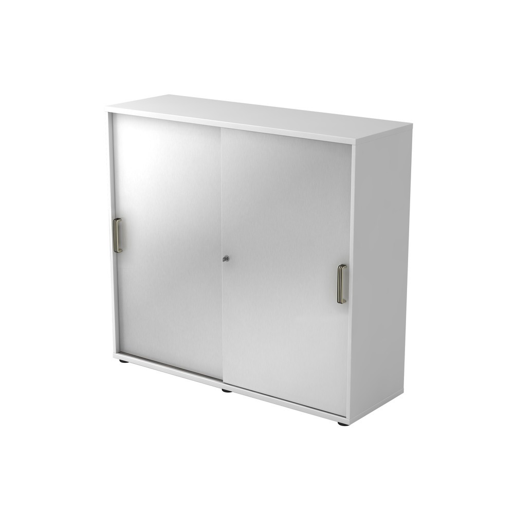 Image of  Anlieferzustand: zerlegt, teilmontiertHammerbacher Schiebetürschrank 3OH 120cm SG Weiss/Silber Hammerbacher Schiebetürschrank 3OH 120cm SG Weiss/Silber