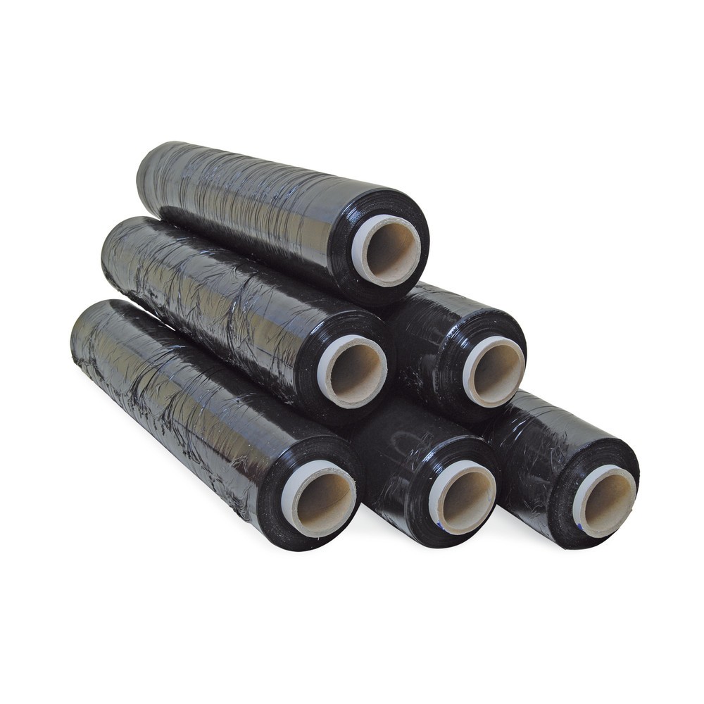 Image of Paletten einfach und effektiv verpacken und schützen Die Handstretchfolie, schwarz besteht aus LDPE (Low Density Polyethylen) und ist wasserbeständig, hochelastisch und reissfest. Dadurch fixieren Sie Ihr Transportgut einfach und zuverlässig. Ihr Ladegut 