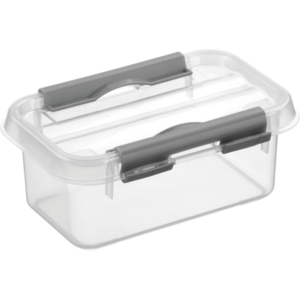 Image of  In verschiedenen Grössen mit und ohne Einsätze erhältlichhelit Aufbewahrungsbox „the q-line", mit Deckel, 0,5 Liter, transparent helit Aufbewahrungsbox „the q-line", mit Deckel, 0,5 Liter, transparent