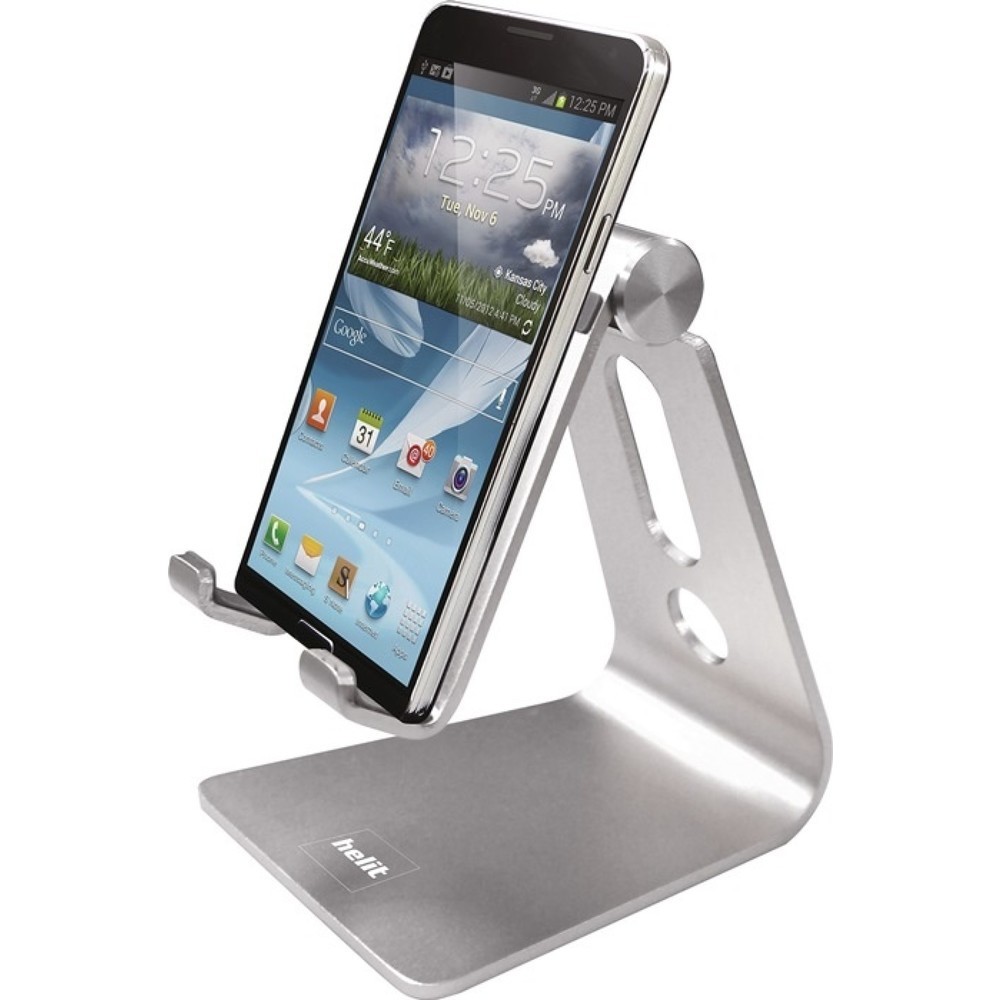 Image of  B 74 x H 100 x T 83 mmHELIT Handyhalter, Aluminium silber, B74xT83xH100mm HELIT Handyhalter, Aluminium silber, B74xT83xH100mm