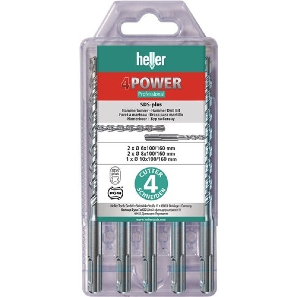 Image of  Verpackung: MultipackHammerbohrersatz 4Power 5-tlg.SDS-plus SB Pk.HELLER Hammerbohrersatz 4Power 5-tlg.SDS-plus SB Pk.HELLER