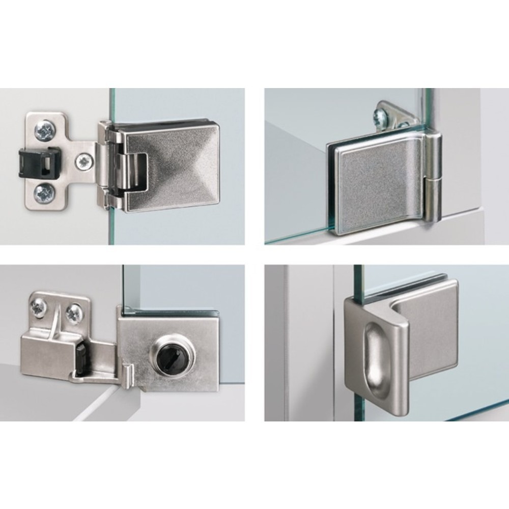 Image of  Zinkdruckguss vernickelt mattHETTICH Glastürscharnier ET 5150 Z, Anschlagart einliegend, vernickelt, matt HETTICH Glastürscharnier ET 5150 Z, Anschlagart einliegend, vernickelt, matt