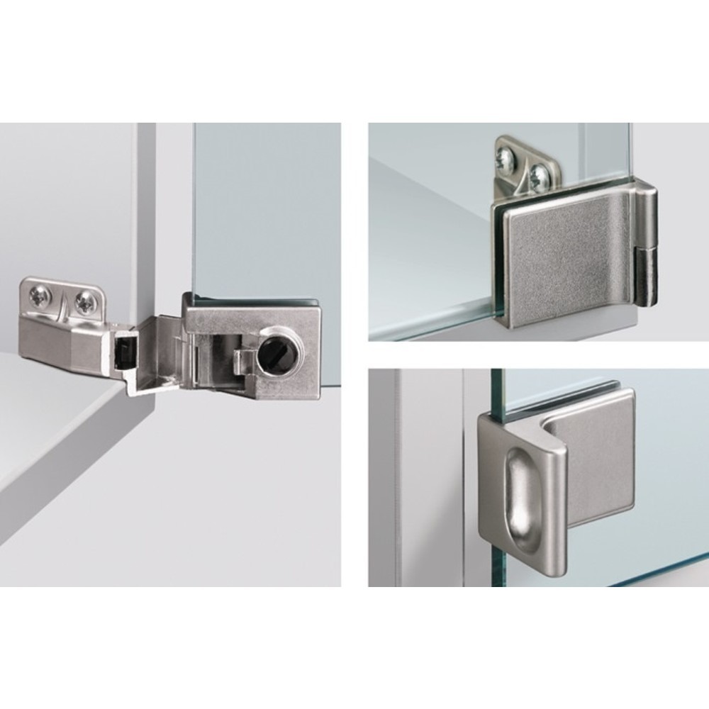 Image of  Zinkdruckguss vernickelt mattHETTICH Glastürscharnier ET 5160, Anschlagart vorliegend, vernickelt, matt HETTICH Glastürscharnier ET 5160, Anschlagart vorliegend, vernickelt, matt