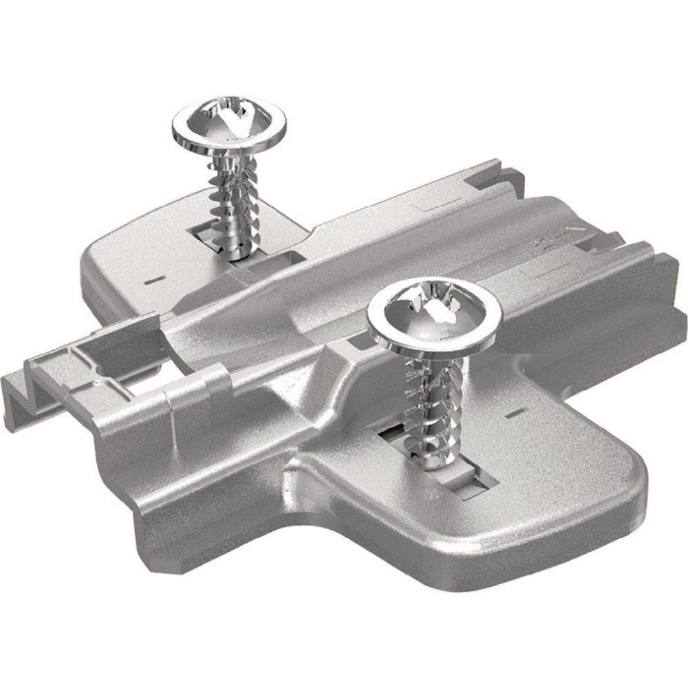 Image of  Ergänzung: Langloch-HöhenverstellungHETTICH Montageplatte System 8099 Sensys, 1,5 mm, Stahl vernickelt, Pilotzapfen und Spezialschrauben HETTICH Montageplatte System 8099 Sensys, 1,5 mm, Stahl vernickelt, Pilotzapfen und Spezialschrauben