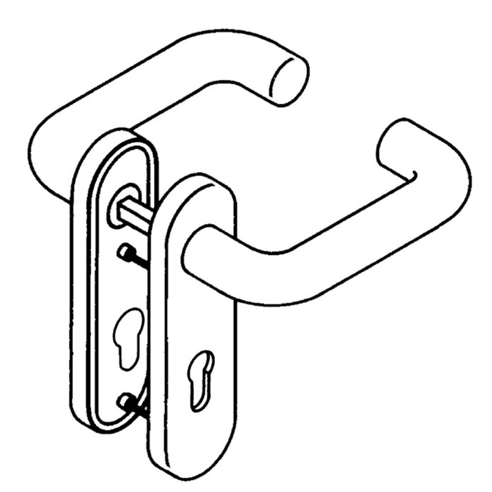 Image of  Entfernung: 78mmHEWI Kurzschildgarnitur 111R02.110 99, FBM abgerundet, Kunststoff 99, Drückergarnitur HEWI Kurzschildgarnitur 111R02.110 99, FBM abgerundet, Kunststoff 99, Drückergarnitur