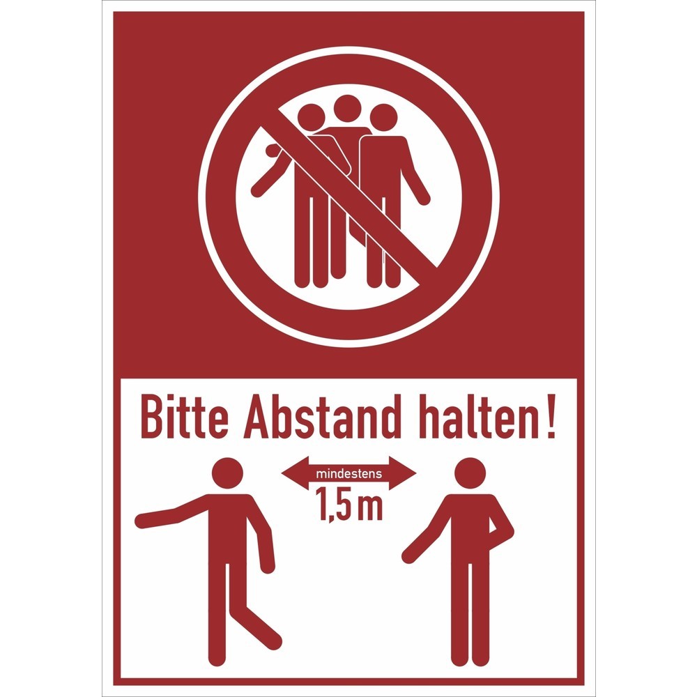 Image of  Für Innen- und Aussenbereich geeignetHinweis-Kombischild, Bitte mind. 1,5 Meter Abstand halten!, rechteckig, HxB 185 x 131 mm Hinweis-Kombischild, Bitte mind. 1,5 Meter Abstand halten!, rechteckig, HxB 185 x 131 mm