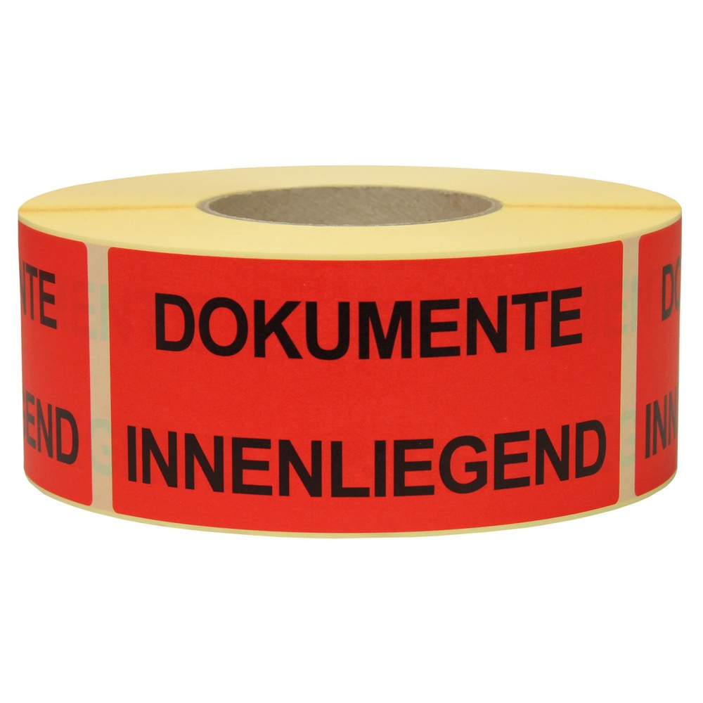 Image of  Wirtschaftliche Rolle mit 1.000 Stk.Hinweisetikett „Dokumente inliegend", LxB 145 x 70 mm, 1 Rolle á 1.000 Stück Hinweisetikett „Dokumente inliegend", LxB 145 x 70 mm, 1 Rolle á 1.000 Stück