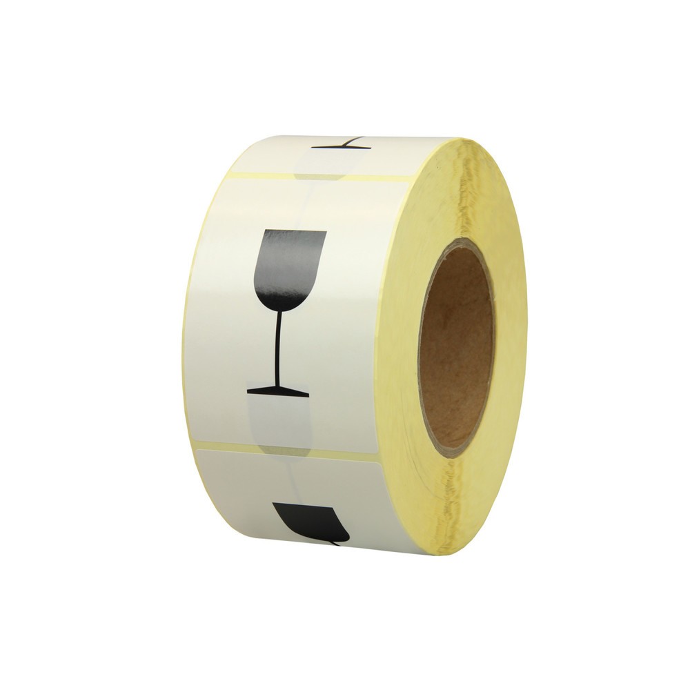 Image of  Wirtschaftliche Rolle mit 1.000 Stk.Hinweisetikett Symbol "Glas", LxB 75 x 105 mm, 1 Rolle á 1.000 Stück Hinweisetikett Symbol "Glas", LxB 75 x 105 mm, 1 Rolle á 1.000 Stück