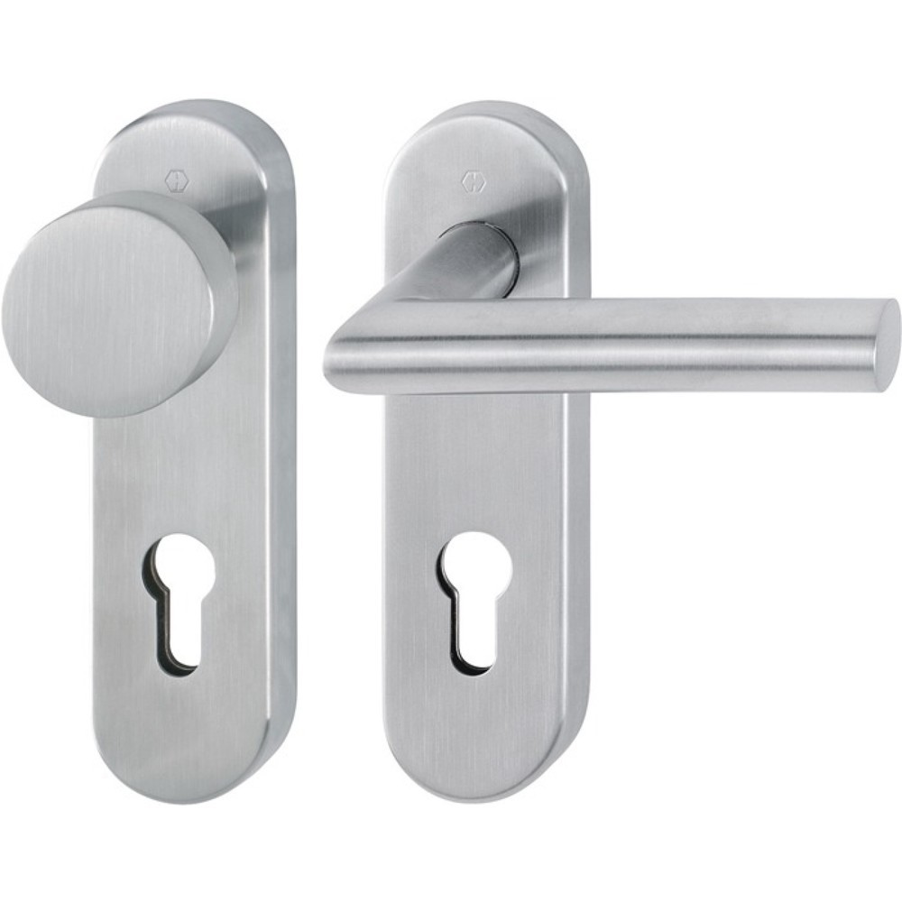 Image of  Entfernung: 72mmHOPPE Kurzschildgarnitur Amsterdam E58/353KH/1400, PZ abgerundet, Edelstahl F69, Wechselgarnitur HOPPE Kurzschildgarnitur Amsterdam E58/353KH/1400, PZ abgerundet, Edelstahl F69, Wechselgarnitur