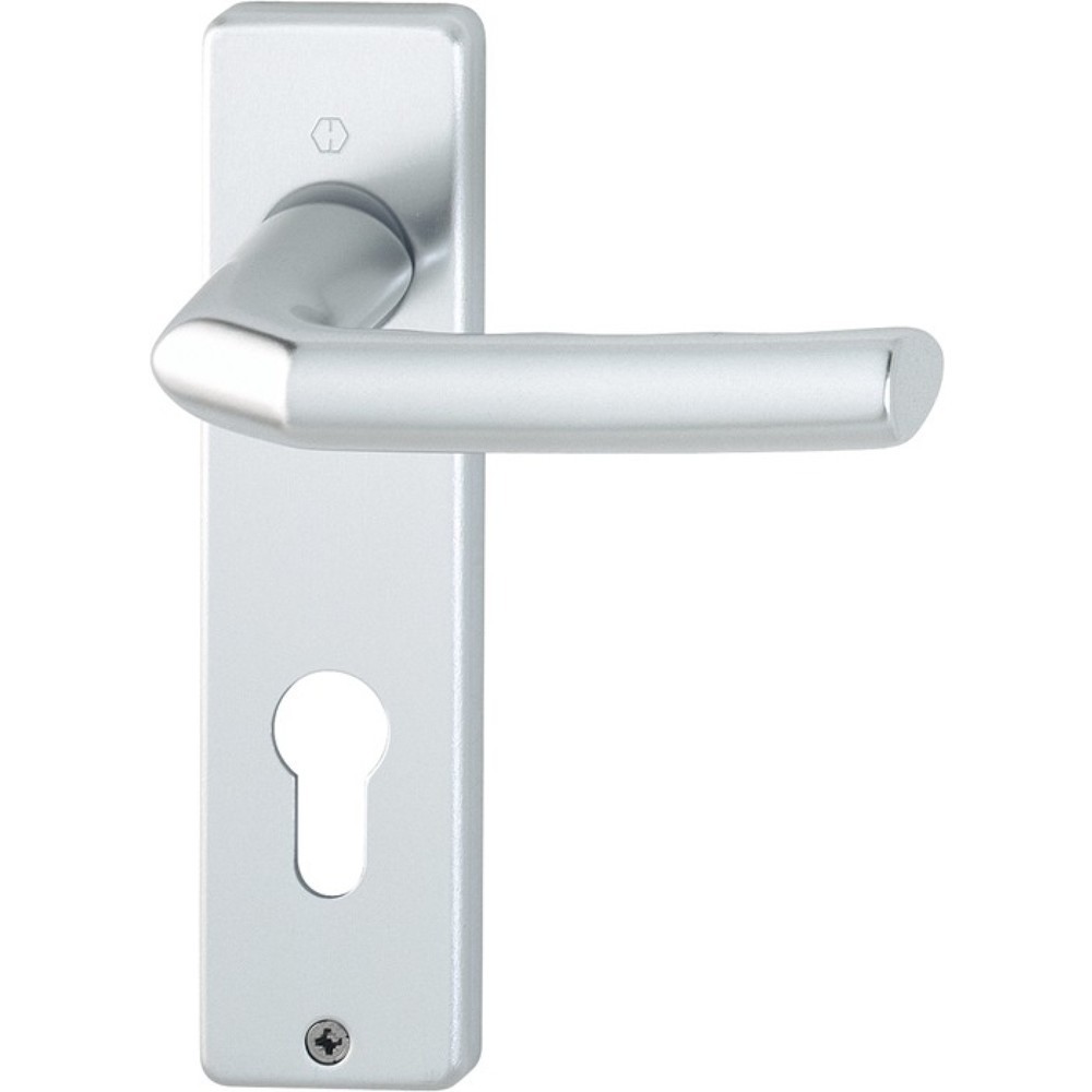 Image of  Entfernung: 72mmHOPPE Kurzschildgarnitur Birmingham 1117/202KP, PZ eckig, Aluminium F1, Drückergarnitur HOPPE Kurzschildgarnitur Birmingham 1117/202KP, PZ eckig, Aluminium F1, Drückergarnitur