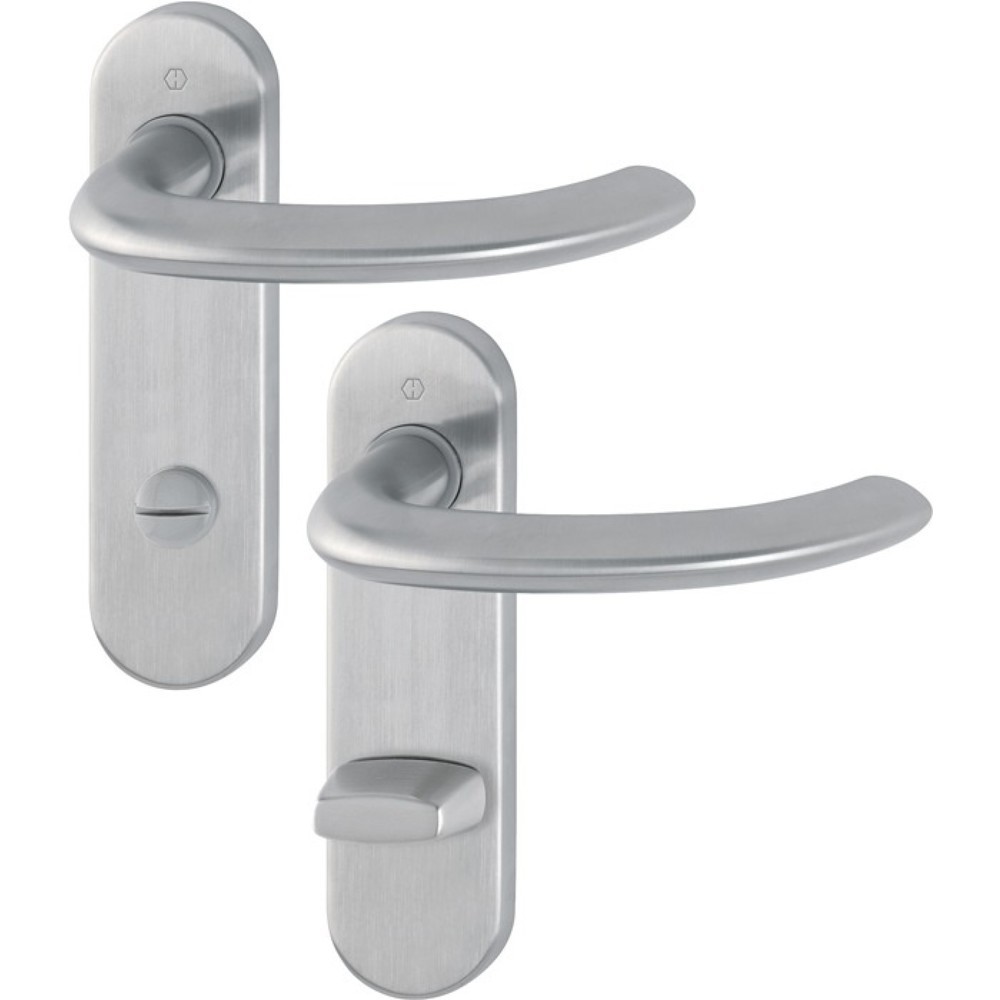 Image of  Entfernung: 78mmHOPPE Kurzschildgarnitur Marseille E1138Z/353K, SK/OL abgerundet, Edelstahl F69, Drückergarnitur HOPPE Kurzschildgarnitur Marseille E1138Z/353K, SK/OL abgerundet, Edelstahl F69, Drückergarnitur