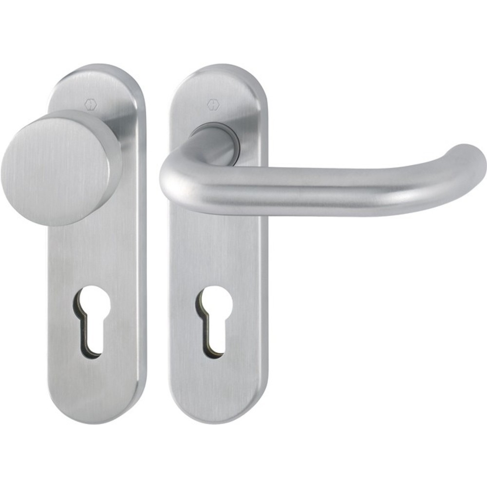 Image of  Entfernung: 72mmHOPPE Kurzschildgarnitur Paris E58/353K/138Z, PZ abgerundet, Edelstahl F69, Wechselgarnitur HOPPE Kurzschildgarnitur Paris E58/353K/138Z, PZ abgerundet, Edelstahl F69, Wechselgarnitur