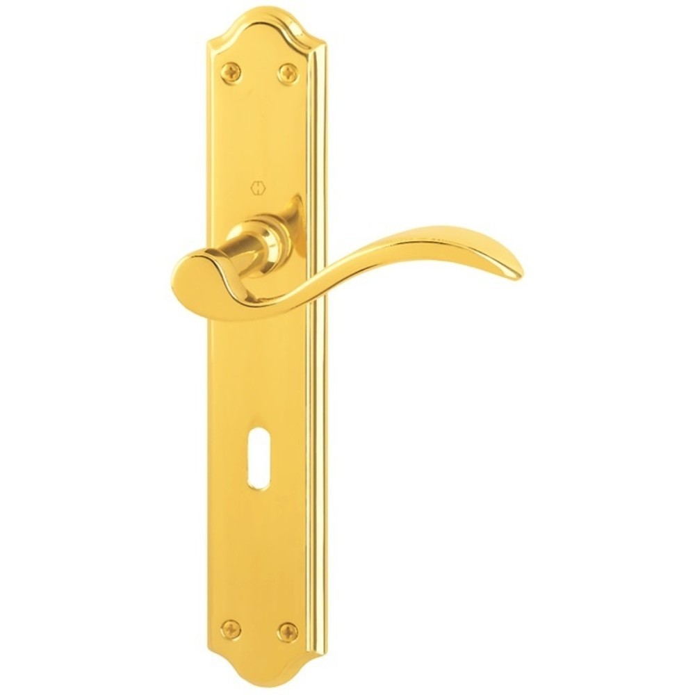 Image of  Norm: DIN 1906HOPPE Langschildgarnitur Almeria M166SN/2700, OB 72 mm, Messing F71, DIN links / rechts HOPPE Langschildgarnitur Almeria M166SN/2700, OB 72 mm, Messing F71, DIN links / rechts