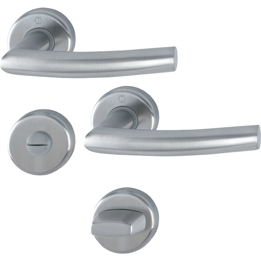 Image of  Norm: DIN 1906HOPPE Rosettengarnitur Alta E1433Z/17KV/17KVS, rund SK/OL, Edelstahl F69, DIN links / rechts D/D HOPPE Rosettengarnitur Alta E1433Z/17KV/17KVS, rund SK/OL, Edelstahl F69, DIN links / rechts D/D