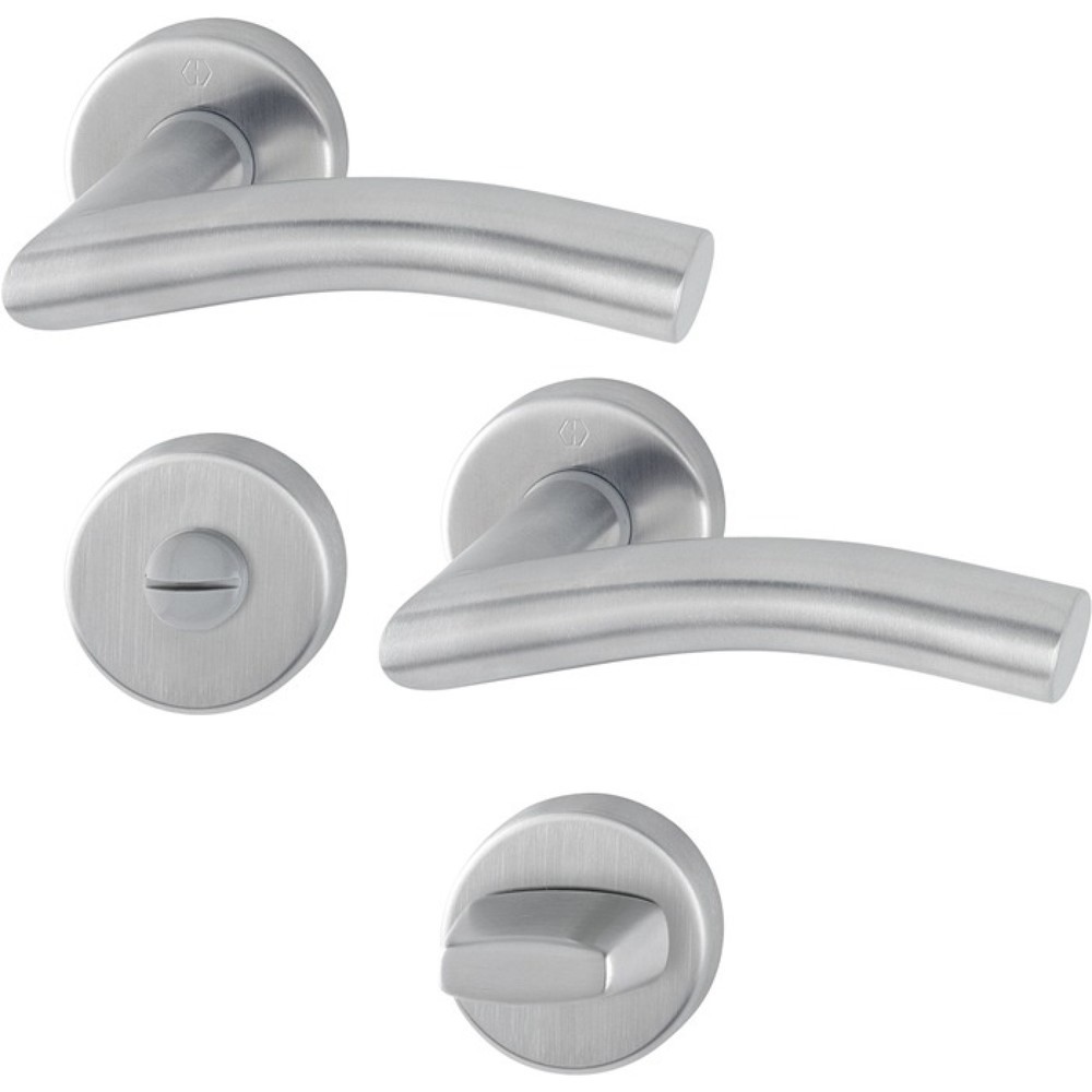 Image of  Norm: DIN 1906HOPPE Rosettengarnitur Antwerpen E1402Z/42KV/42KVS, rund SK/OL, Edelstahl F69, DIN links / rechts D/D HOPPE Rosettengarnitur Antwerpen E1402Z/42KV/42KVS, rund SK/OL, Edelstahl F69, DIN links / rechts D/D