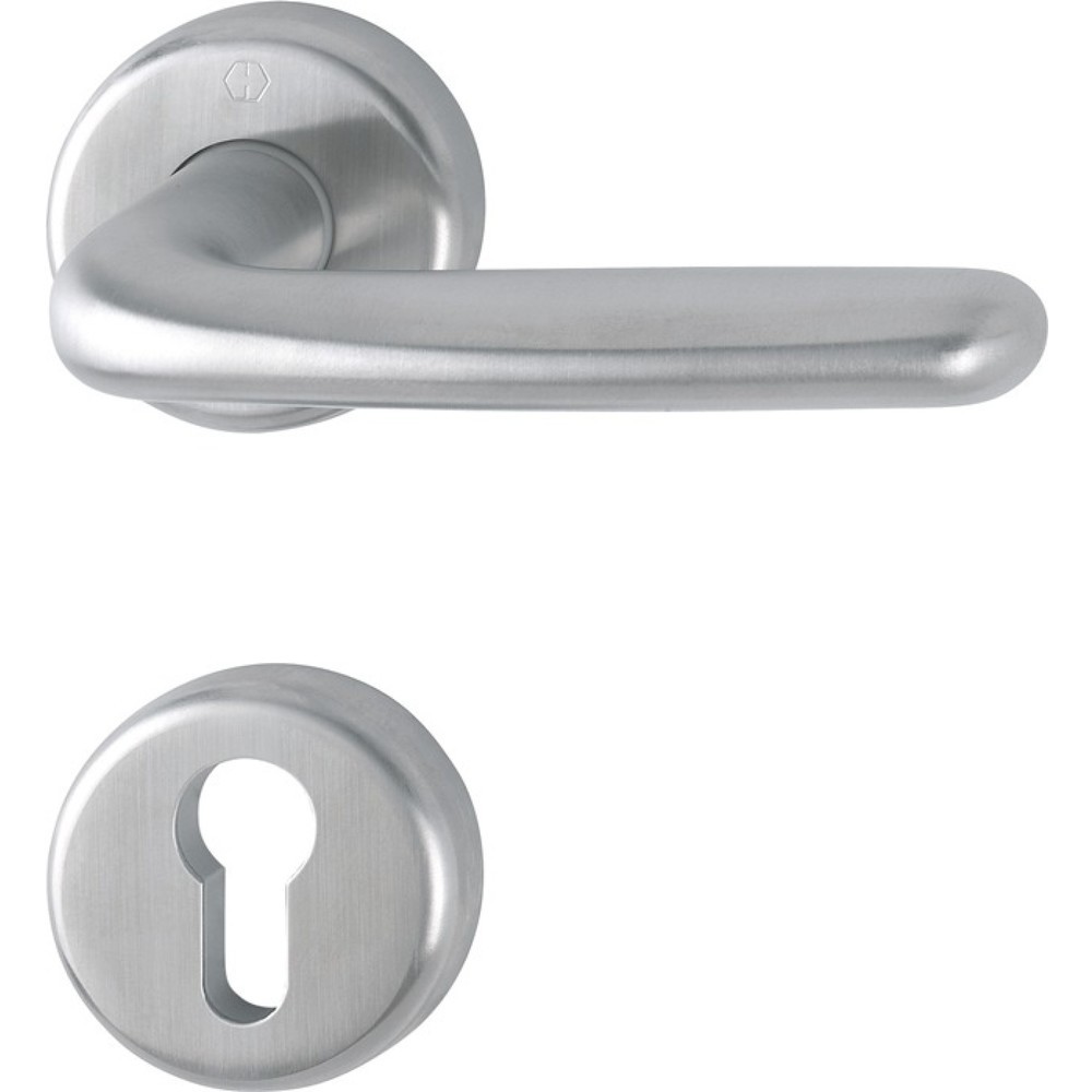 Image of  Norm: DIN 1906HOPPE Rosettengarnitur Cardiff E1850Z/17KV/17KVS, rund PZ, Edelstahl F69, DIN links / rechts D/D HOPPE Rosettengarnitur Cardiff E1850Z/17KV/17KVS, rund PZ, Edelstahl F69, DIN links / rechts D/D