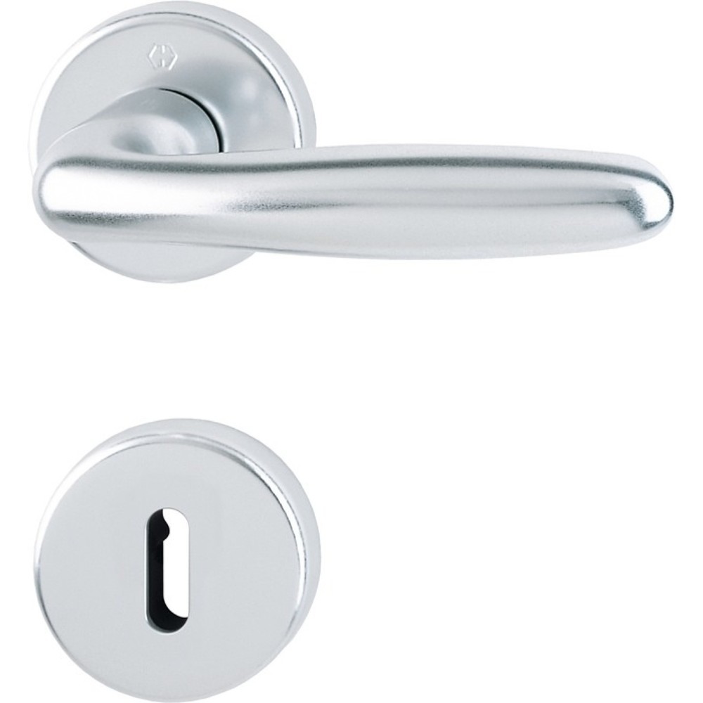 Image of  Norm: DIN 1906HOPPE Rosettengarnitur Verona 1510/42KV/42KVS, rund OB, Aluminium F1, DIN links/rechts D/D HOPPE Rosettengarnitur Verona 1510/42KV/42KVS, rund OB, Aluminium F1, DIN links/rechts D/D