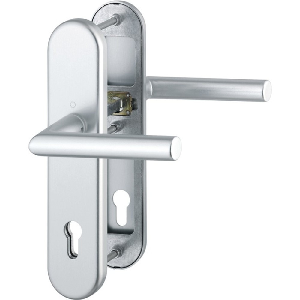 Image of  Farb-Nr.: F1HOPPE Schutzgarnitur Amsterdam 1400/3331/3310, 92 mm, Aluminium F1, 67-72 mm HOPPE Schutzgarnitur Amsterdam 1400/3331/3310, 92 mm, Aluminium F1, 67-72 mm