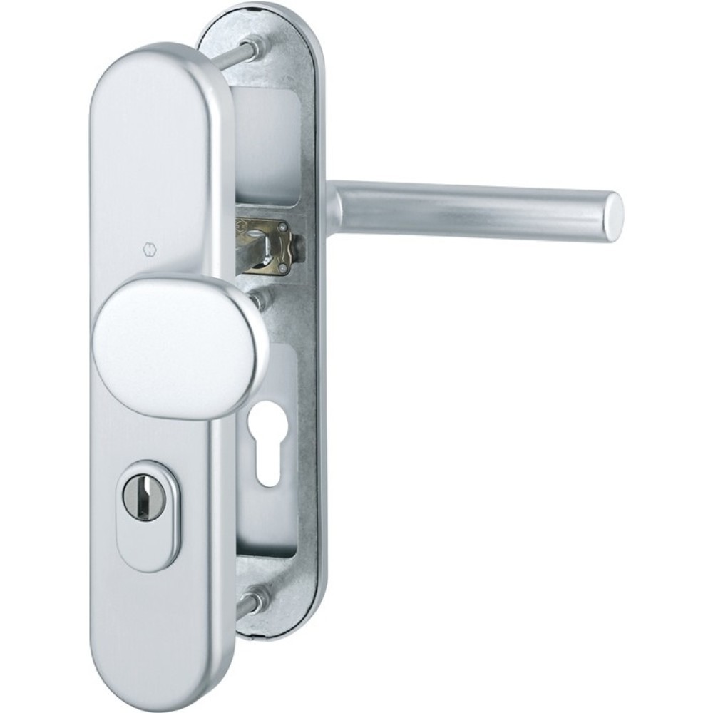 Image of  Farb-Nr.: F1HOPPE Schutzgarnitur Amsterdam 86G/3332ZA/3310/1400, 72 mm, Aluminium F1, 42-47 mm HOPPE Schutzgarnitur Amsterdam 86G/3332ZA/3310/1400, 72 mm, Aluminium F1, 42-47 mm