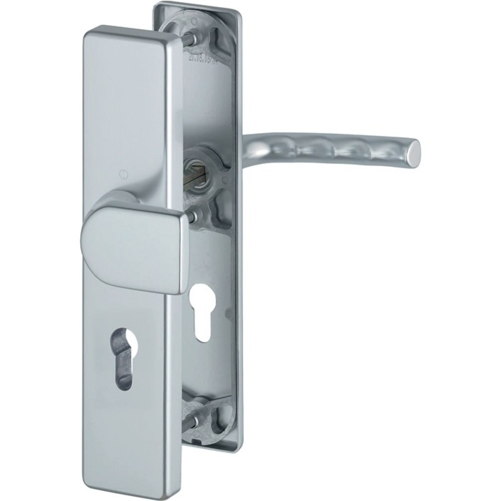 Image of  Farb-Nr.: F1HOPPE Schutzgarnitur Birmingham 78G/2222A/2440/1117, 72 mm, Aluminium F1, 37-42 mm HOPPE Schutzgarnitur Birmingham 78G/2222A/2440/1117, 72 mm, Aluminium F1, 37-42 mm