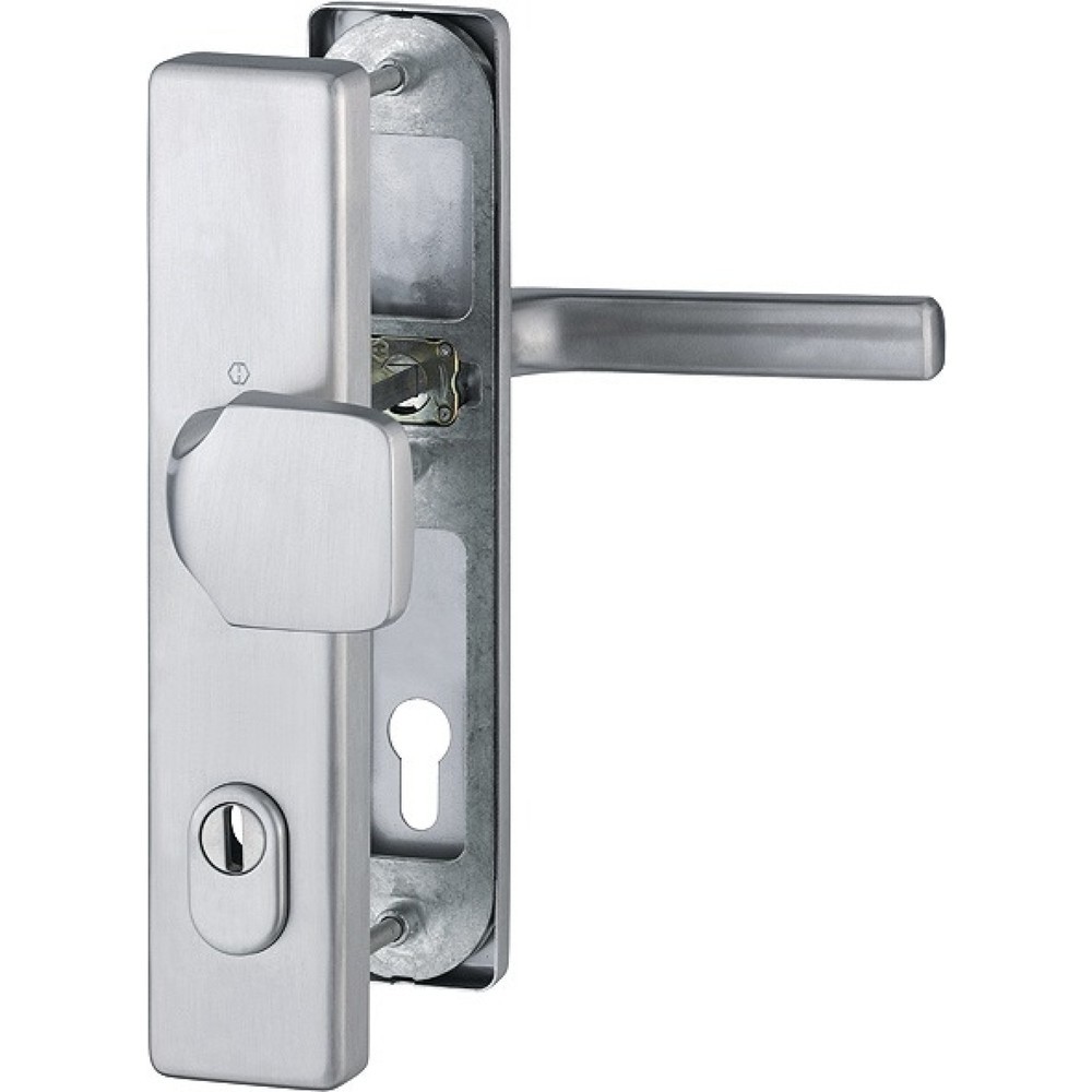 Image of  Farb-Nr.: F69HOPPE Schutzgarnitur Dallas E61G/2222ZA/2210/1643Z, 92 mm, Edelstahl F69, 67-72 mm HOPPE Schutzgarnitur Dallas E61G/2222ZA/2210/1643Z, 92 mm, Edelstahl F69, 67-72 mm