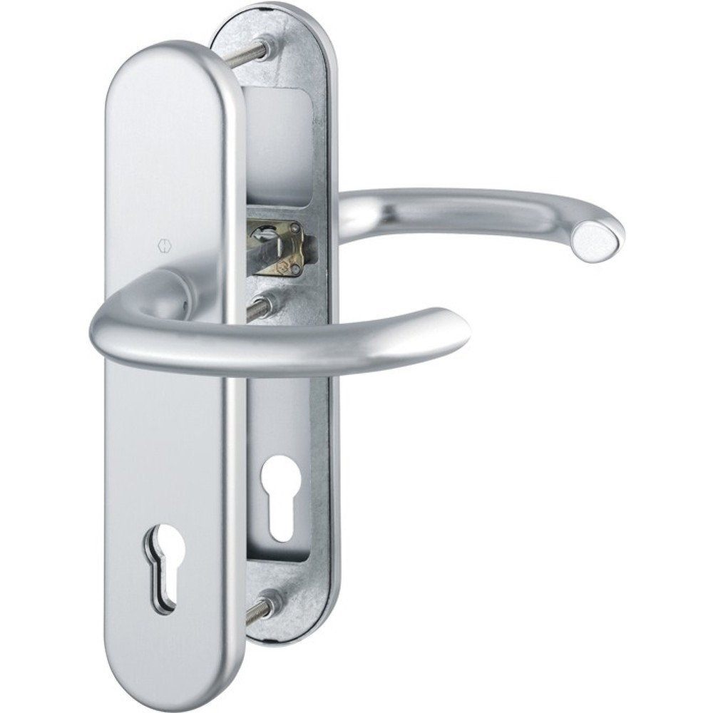 Image of  Farb-Nr.: F1HOPPE Schutzgarnitur Marseille 1138/3331/3410, 92 mm, Aluminium F1, 66-71 mm HOPPE Schutzgarnitur Marseille 1138/3331/3410, 92 mm, Aluminium F1, 66-71 mm