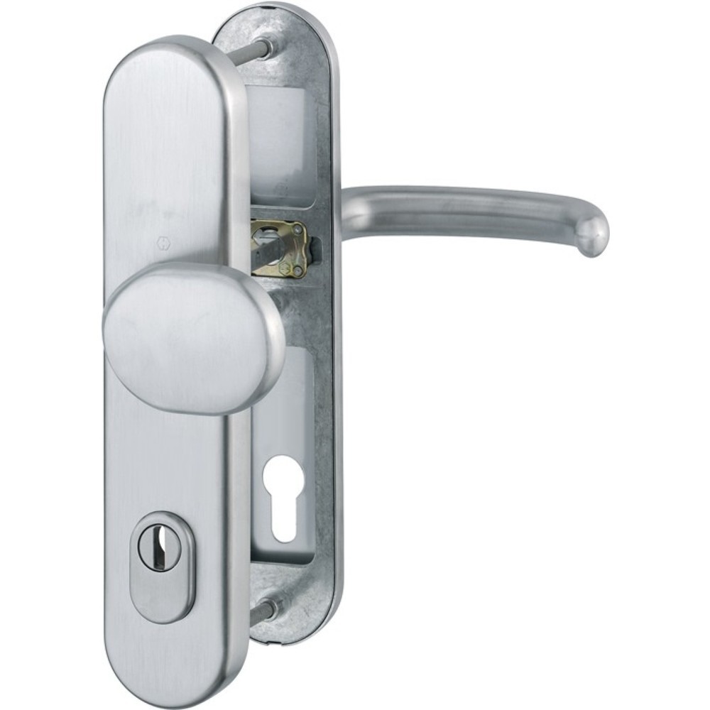 Image of  Farb-Nr.: F1HOPPE Schutzgarnitur San Francisco E86G/3332ZA/3310/1301Z, 92 mm, Edelstahl F69, 67-72 mm HOPPE Schutzgarnitur San Francisco E86G/3332ZA/3310/1301Z, 92 mm, Edelstahl F69, 67-72 mm