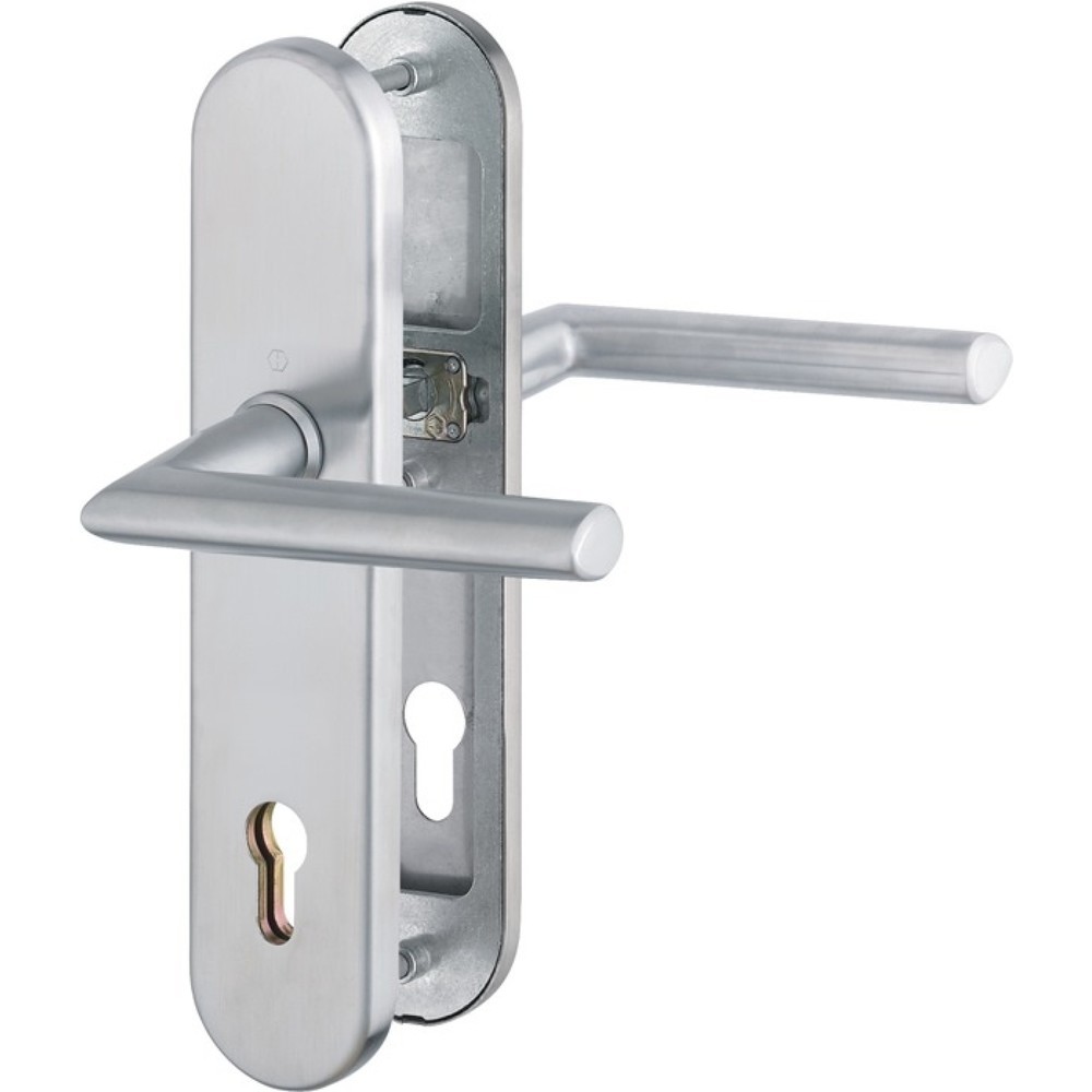 Image of  Farb-Nr.: F69HOPPE Schutzgarnitur Stockholm E1140Z/3331/3310, 92 mm, Edelstahl F69, 67-72 mm HOPPE Schutzgarnitur Stockholm E1140Z/3331/3310, 92 mm, Edelstahl F69, 67-72 mm