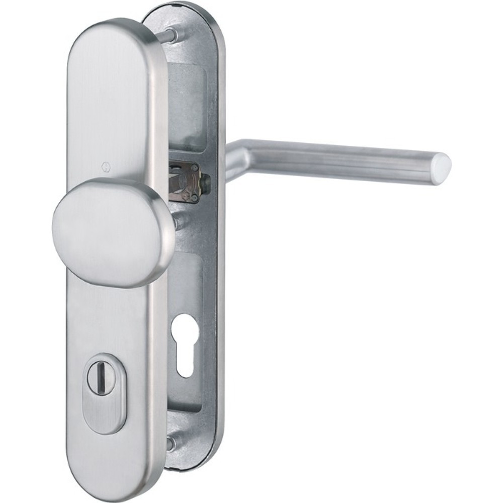 Image of  Farb-Nr.: F69HOPPE Schutzgarnitur Stockholm E86G/3332ZA/3310/1140Z, 92 mm, Edelstahl F69, 67-72 mm HOPPE Schutzgarnitur Stockholm E86G/3332ZA/3310/1140Z, 92 mm, Edelstahl F69, 67-72 mm