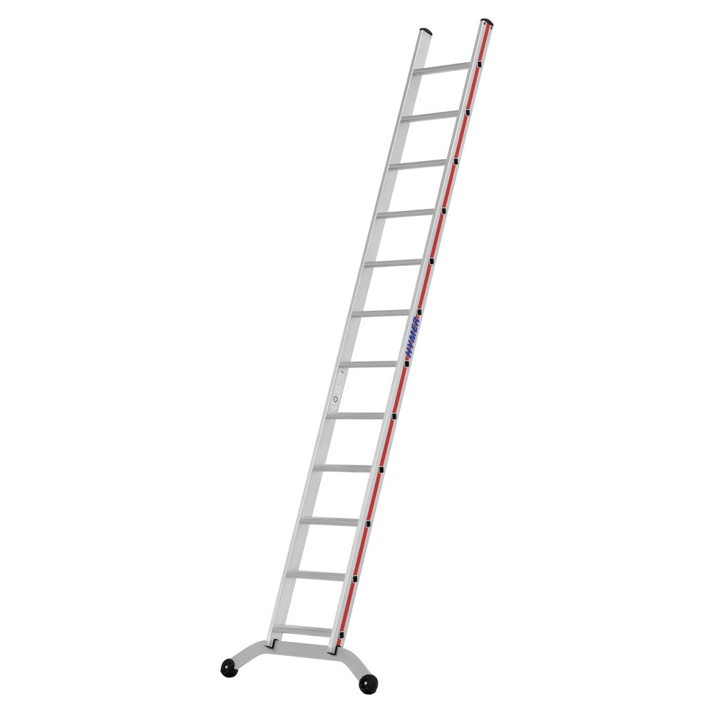 Image of Leichte Stufen-Anlegeleiter aus Aluminium für universellen Gebrauch Die HYMER Stufen-Anlegeleiter garantiert hohe Stabilität und sicheren Stand durch ihr neuartiges Holm-System. Es zeichnet sich durch eine deutlich höhere Verwindungsstabilität und eine ge