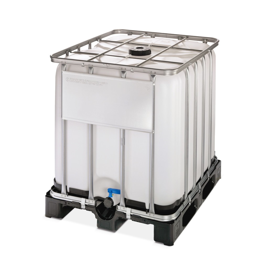Image of Sicher und zuverlässig für den Transport und die Aufbewahrung von Gefahrgut Lagern und transportieren Sie Ihre Flüssigkeiten (z.B. Wasser oder leichte Chemikalien) vorschriftsmässig und sicher mit dem IBC-Container in der Gefahrgut-Ausführung. Der IBC-Con