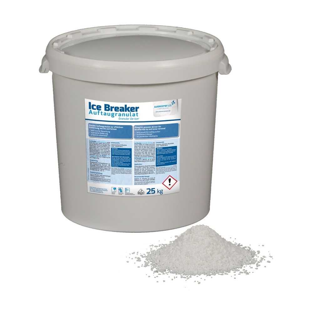 Image of Auftaugranulat mit Eisbrecher-Qualitäten Mit dem Ice Breaker Auftaugranulat entfernen Sie Schnee und Eis schnell und effektiv bis zu einer Einsatztemperatur von -50 °C: Das Taumittel gibt beim Tau- und Lösungsvorgang Wärme ab und sorgt damit für eine sehr