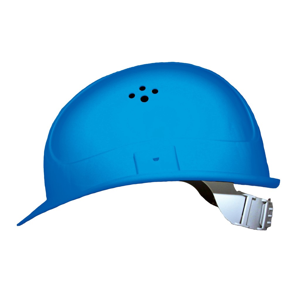Image of Ein Helm mit 4-Punkt-Gurtband bietet Komfort und Sicherheit Ein industrieller Schutzhelm aus Polyethylen schützt durch sein widerstandsfähiges Material zuverlässig gegen herabfallende Gegenstände, pendelnde Lasten und Anstossen an fest stehende Gegenständ