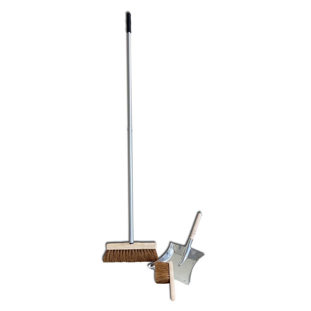 Image of Das 4-teilige Industriebesen-Set besteht aus: Kokosbesen (30 cm) Kokos-Handfeger Stahl-Kehrschaufel Alu-Stiel (2 x 70 cm)Industriebesen-Set, 4-teilig Industriebesen-Set, 4-teilig