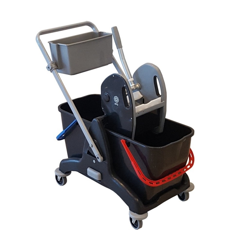 Image of Platzsparender Doppel-Fahreimer zur professionellen Bodenreinigung Der IPC Doppel-Fahreimer Bis erleichtert Ihnen tägliche Reinigungsaufgaben. Verwenden Sie die beiden robusten Kunststoff-Eimer (je 25 l) für ein 2-stufiges Nasswischen. Anhand farblich unt