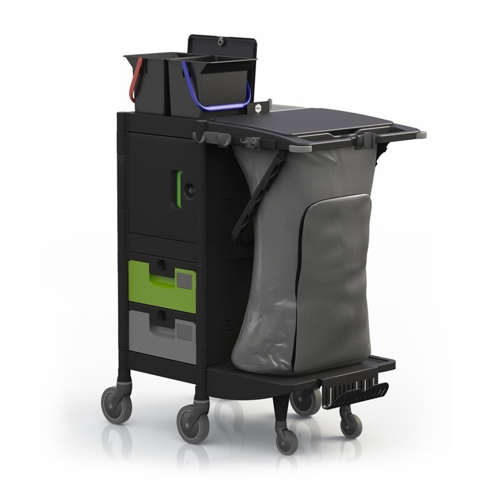 Image of Platzsparender Putzwagen zum täglichen Trockenreinigen und Müllsammeln Eine bewährte Lösung für allgemeine Trockenreinigungsaufgaben und den Transport von Equipment bei geringem Platzangebot: Das bietet der IPC Reinigungswagen Brix Collection. Sein Vortei