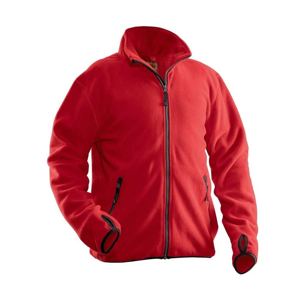 Image of  YKK-Reissverschluss vorneJobman Fleecejacke rot, Grösse L Jobman Fleecejacke rot, Grösse L