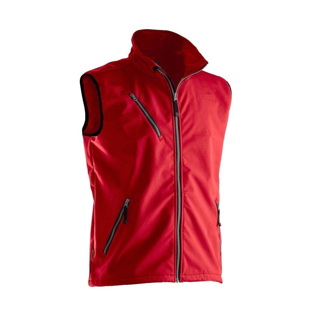 Image of  YKK-Reissverschluss vorneJobman Softshell Weste rot, Grösse L Jobman Softshell Weste rot, Grösse L
