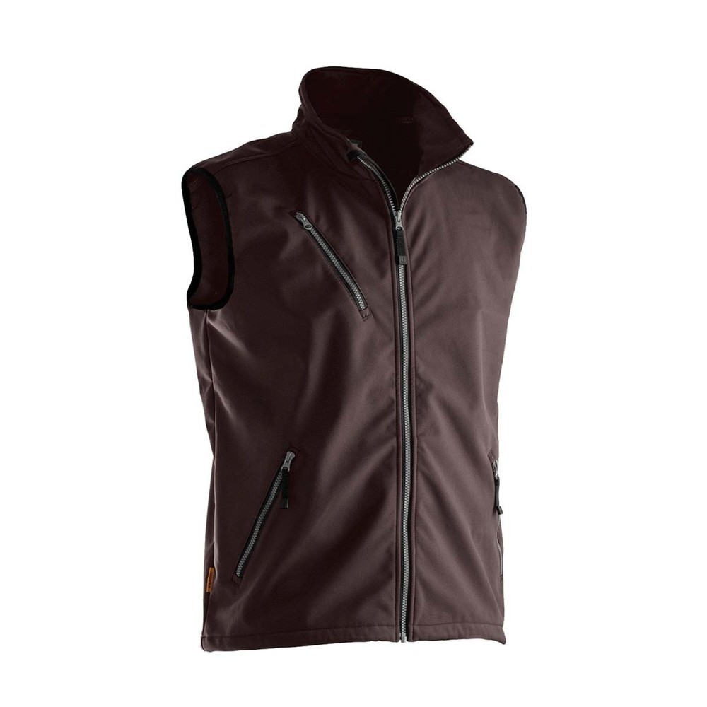 Image of  YKK-Reissverschluss vorneJobman Softshell Weste braun, Grösse L Jobman Softshell Weste braun, Grösse L