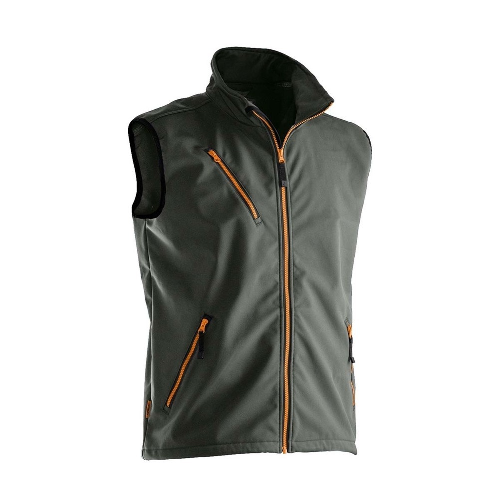 Image of  YKK-Reissverschluss vorneJobman Softshell Weste dunkelgrau, Grösse L Jobman Softshell Weste dunkelgrau, Grösse L