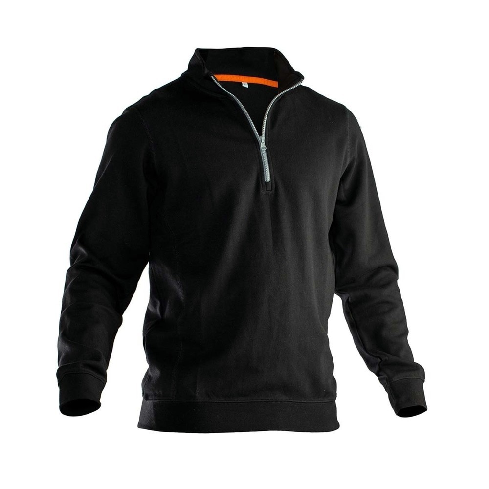 Image of  Kontrastelement an der Seite (Kontraste in schwarz/gelb an den Schultern)Jobman Sweatshirt mit Kragen 1/2 zip schwarz, Grösse L Jobman Sweatshirt mit Kragen 1/2 zip schwarz, Grösse L