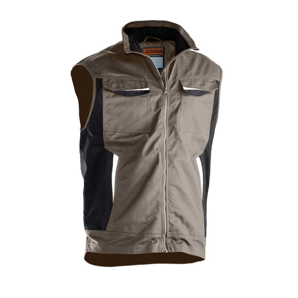 Image of  Verlängerter Rücken mit reflektierenden PaspelnJobman Weste khaki, Grösse L Jobman Weste khaki, Grösse L