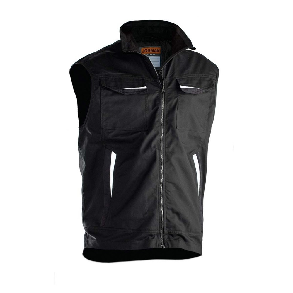 Image of  Verlängerter Rücken mit reflektierenden PaspelnJobman Weste schwarz, Grösse XXL Jobman Weste schwarz, Grösse XXL