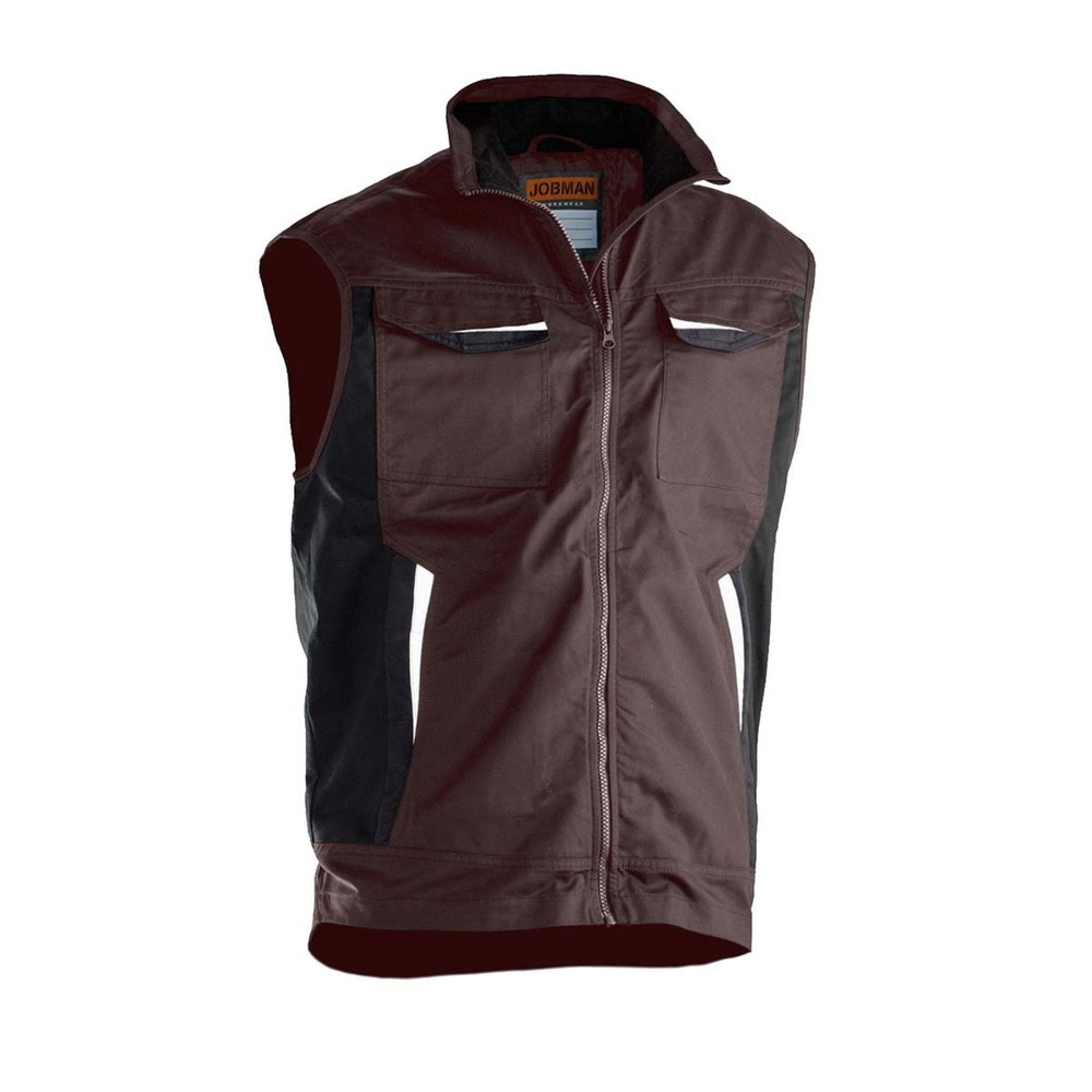 Image of  Verlängerter Rücken mit reflektierenden PaspelnJobman Weste braun, Grösse L Jobman Weste braun, Grösse L